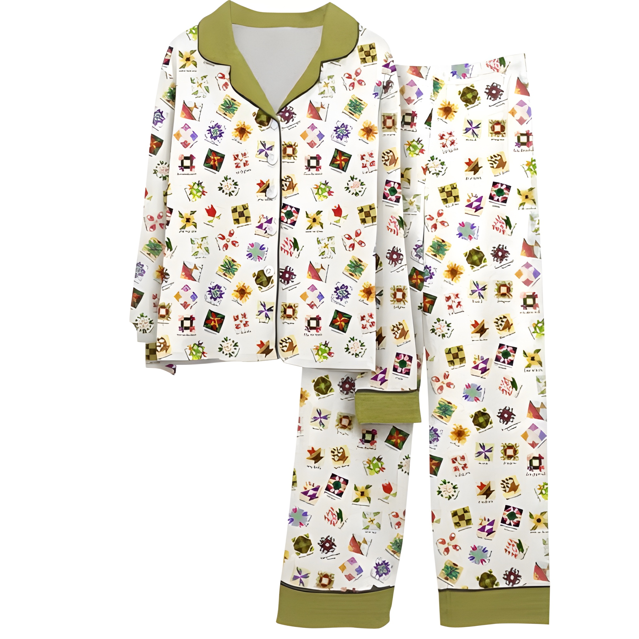 Sewing Pajama Set With Flower Quilt Block Pattern