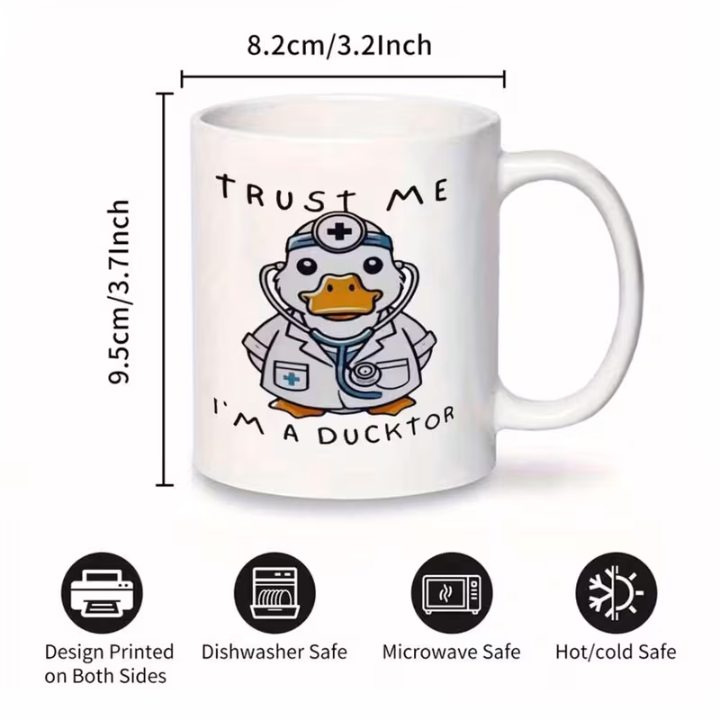 1pc of a Quirky 'Trust Me Ducktor' Mug, Perfect for Coffee Or Juice, with an 11 Oz (360 Ml) Capacity, Makes a Fun Gift