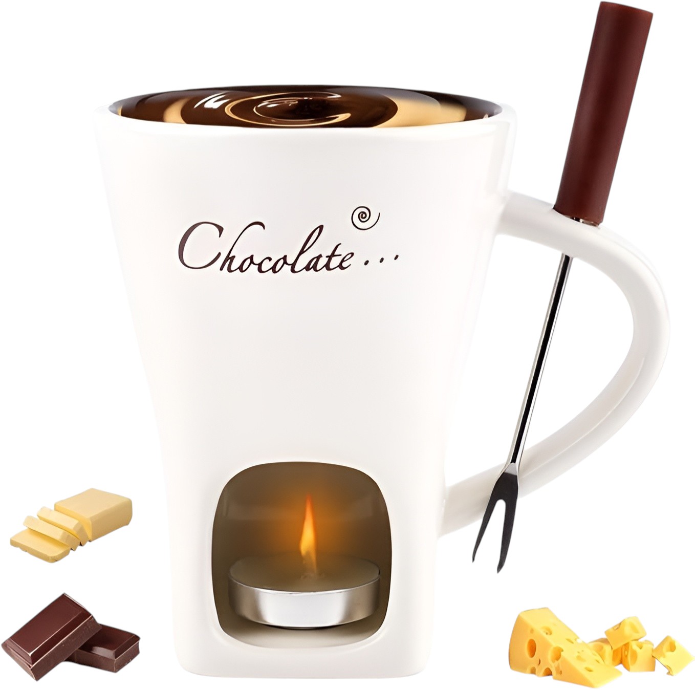 Mini Ceramic Chocolate Fondue Mug With Fork