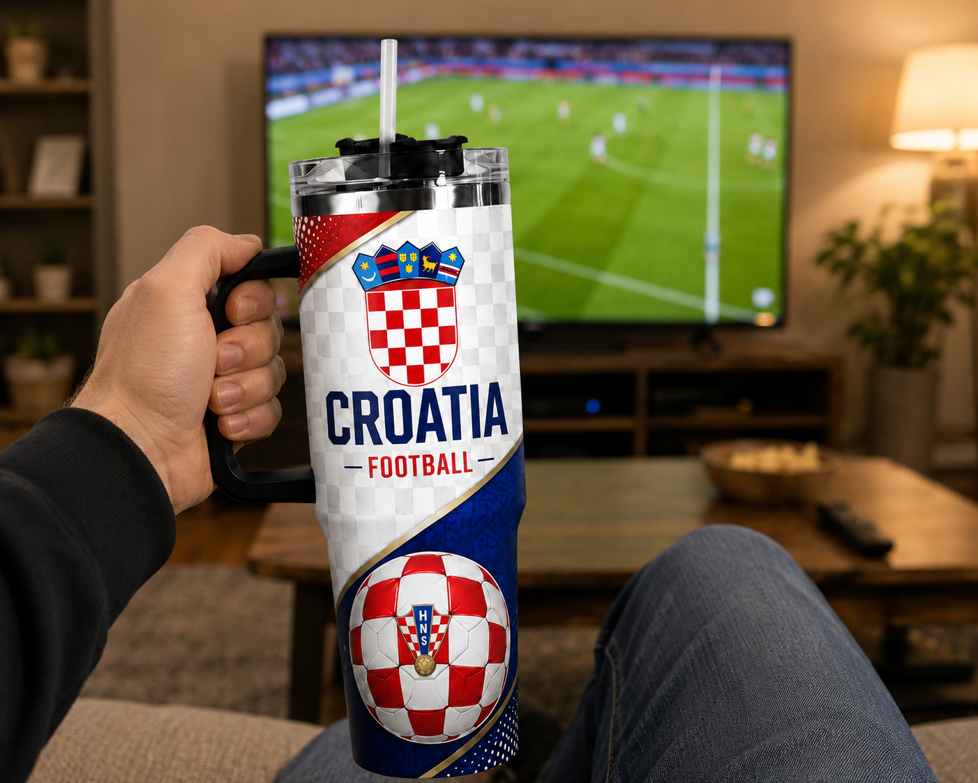 FIFA 2026 Croatia Football Sports All Over Printed 40oz Tumbler With Straw And Lid
