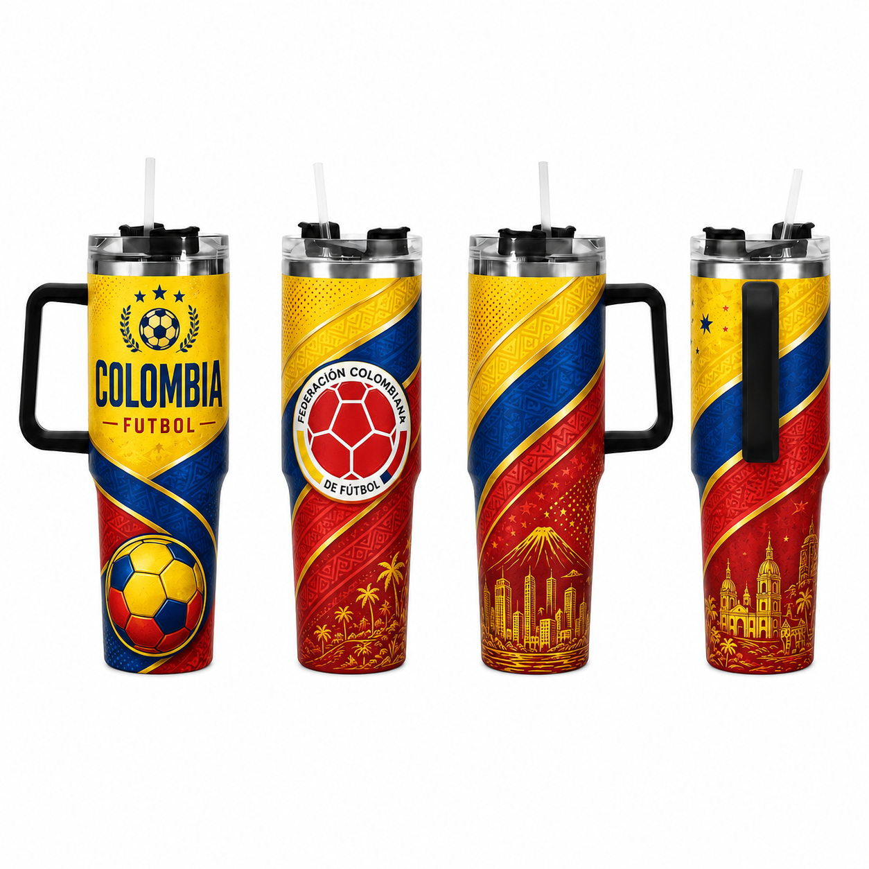 FIFA 2026 Colombia Football Sports All Over Printed 40oz Tumbler With Straw And Lid