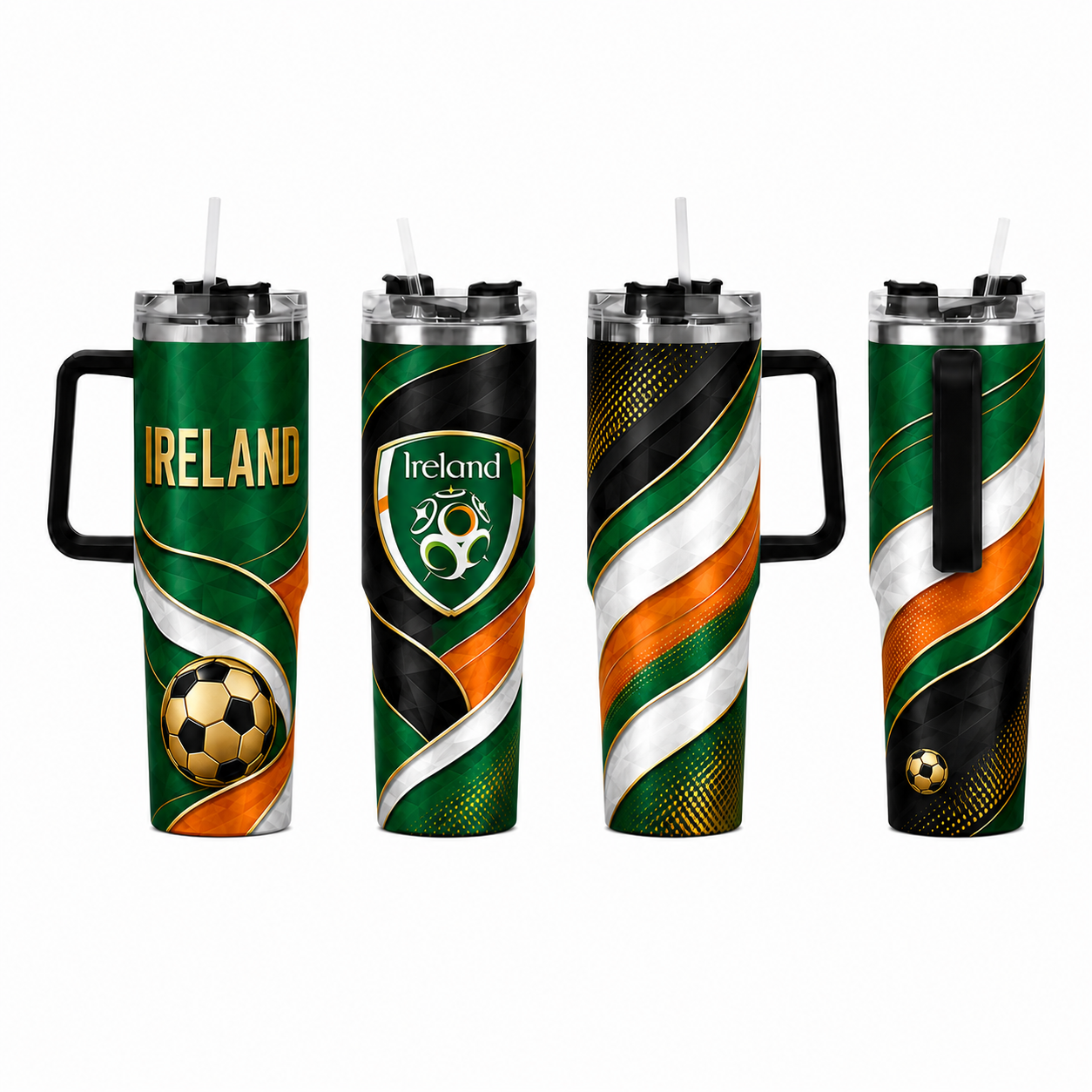 FIFA 2026 Ireland Football Sports All Over Printed 40oz Tumbler With Straw And Lid