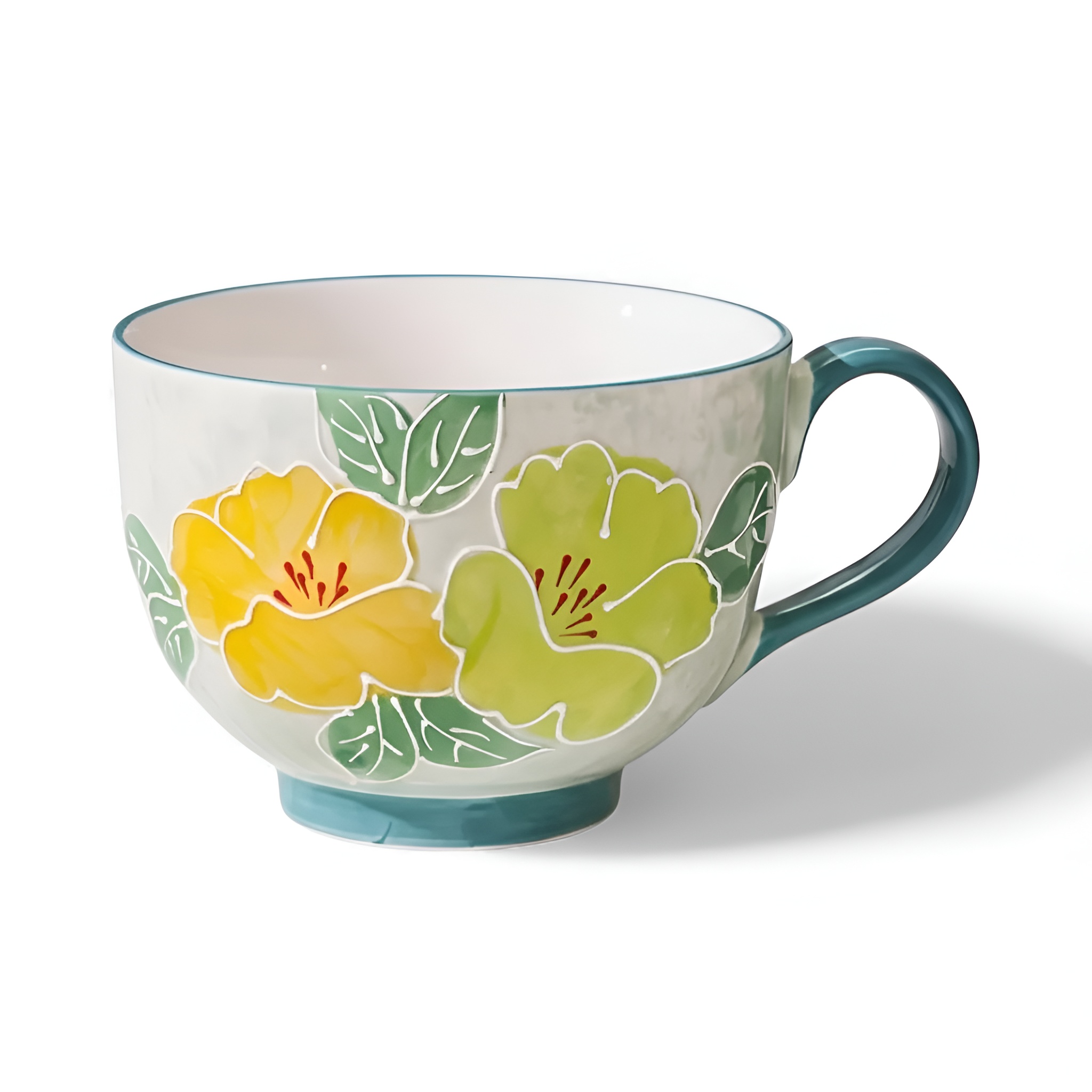 Decorative Ceramic Coffee Cup With Floral Patterns For Home And Gifting