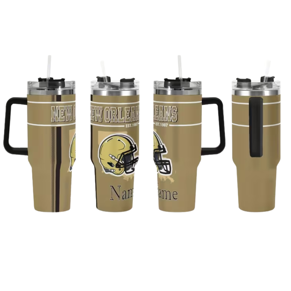 Custom New Orleans Football 40oz Insulated Tumbler with Name