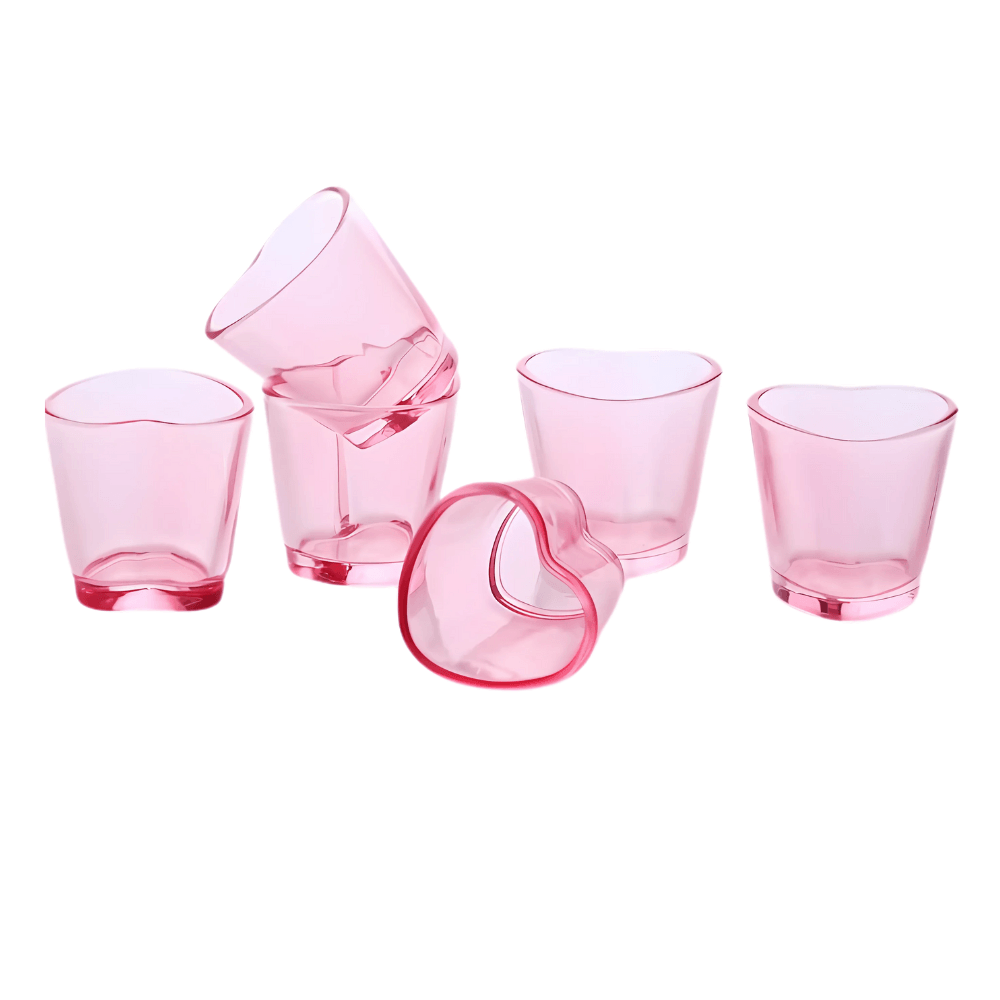 Transparent Shot Glasses Set - Elegant Heart-Shaped Design-Mineral Mug