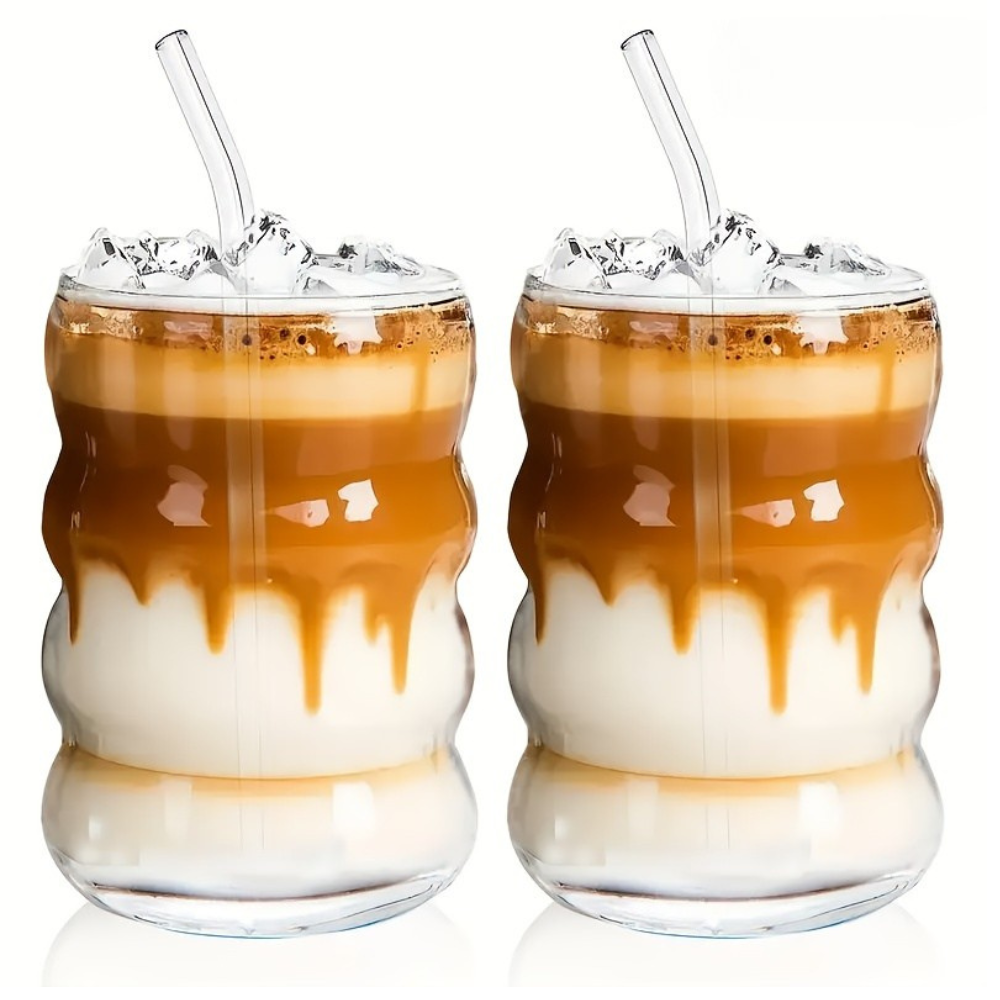 Borosilicate Glass Cups Set With Straws