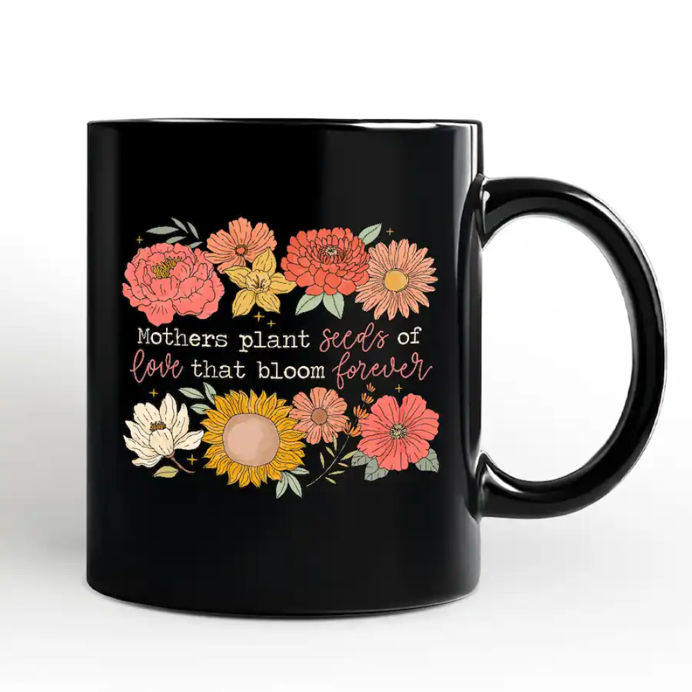 Seeds of Love Mama Floral Mug, Retro Gift for Sentimental Mothers -