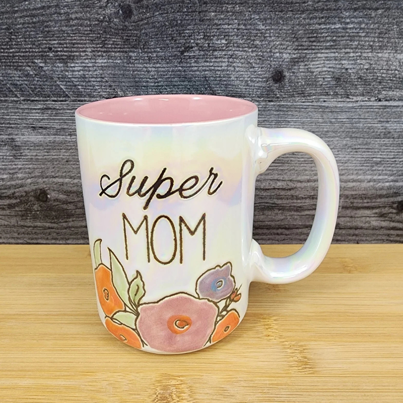 18oz Ceramic Mug With Embossed Floral Design For Mom