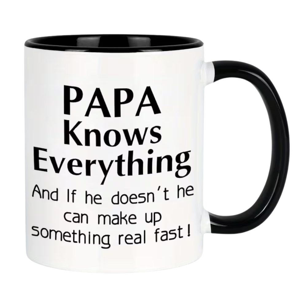 Ceramic Papa Knows Everything Coffee Mug for Dad Novelty Drinkware