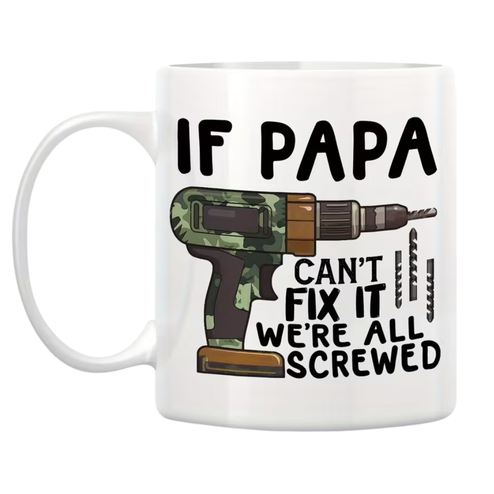 11 oz Ceramic Funny Dad Coffee Mug Papa Fix It Quote Drinkware 1pc