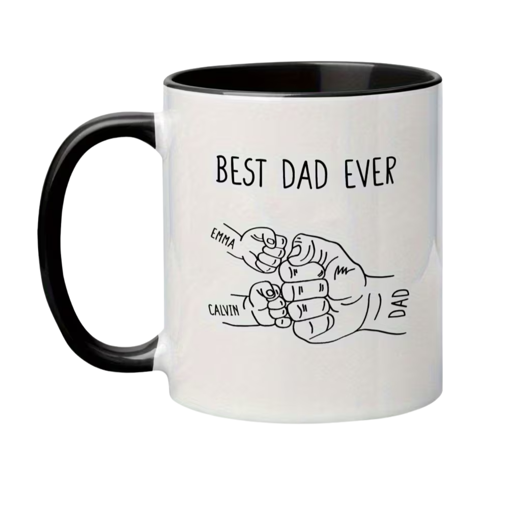 11 oz Personalized Best Dad Fist Bump Ceramic Coffee Mug Drinkware
