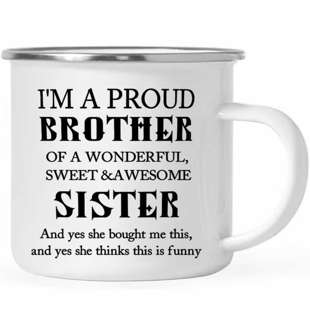Brother's Delight: 12oz Enamel Coffee Cup - Perfect Gift for Brothers, Ideal for Christmas, Father's Day & Thanksgiving, Great for Camping & Outdoor Adventures
