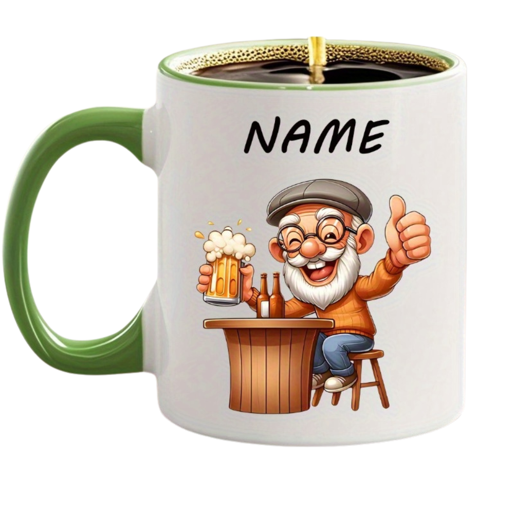 Drinking Grandpa' Design, Personalized and Unique Mug, Customizable with Name, Heat-resistant, Easy to Clean, Reusable, High-quality Material, Comfortable Grip, Ideal Gift for Oktoberfest, Thanksgiving, Valentine's Day
