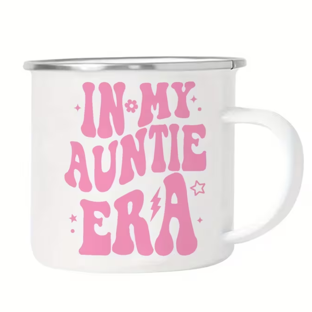 11 oz Enamel Auntie Era Coffee Mug with Handle Camping Drinkware 1pc