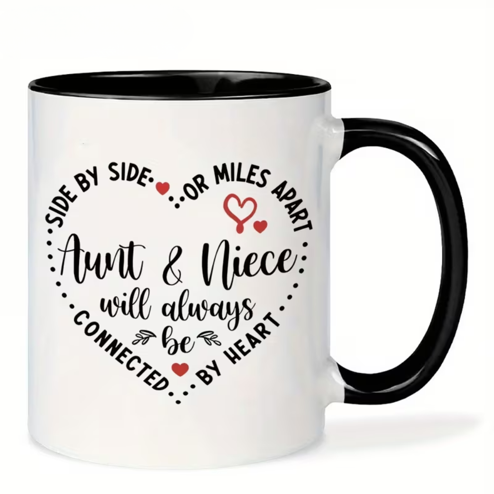Ceramic Aunt and Niece Heart Quote Travel Coffee Mug Drinkware 1pc