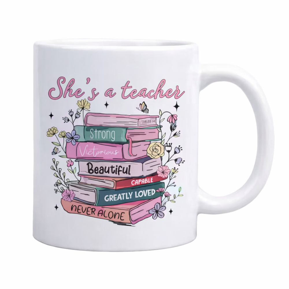 1pc Inspirational Teacher Appreciation Mug - "She'S a Teacher, Strong, Beautiful, Greatly Loved, Never Alone" Quote 