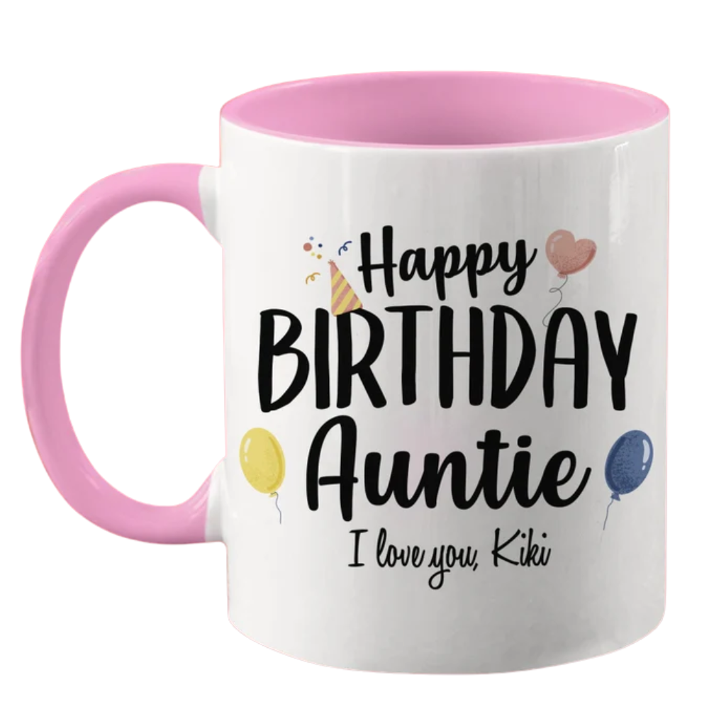 Personalized Aunt Birthday Mug, Gift From Niece/Nephew, 11oz Coffee Cup
