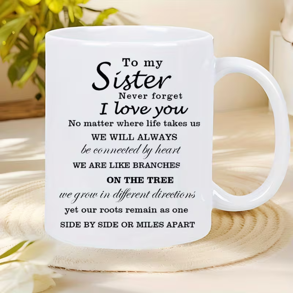 1pc, 11oz Sister Love Ceramic Coffee Mug 