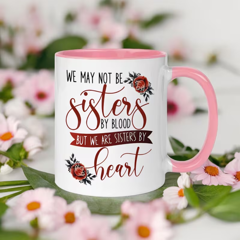 1pc 1pcs Sister by Heart Ceramic Mug with Heartfelt Sisterhood Quotes - Microwave & Dishwasher Safe Coffee & Tea Cup Suitable for Best Friends, Sisterhood Gift for Christmas, Birthday, for Hot/Cold Drinks