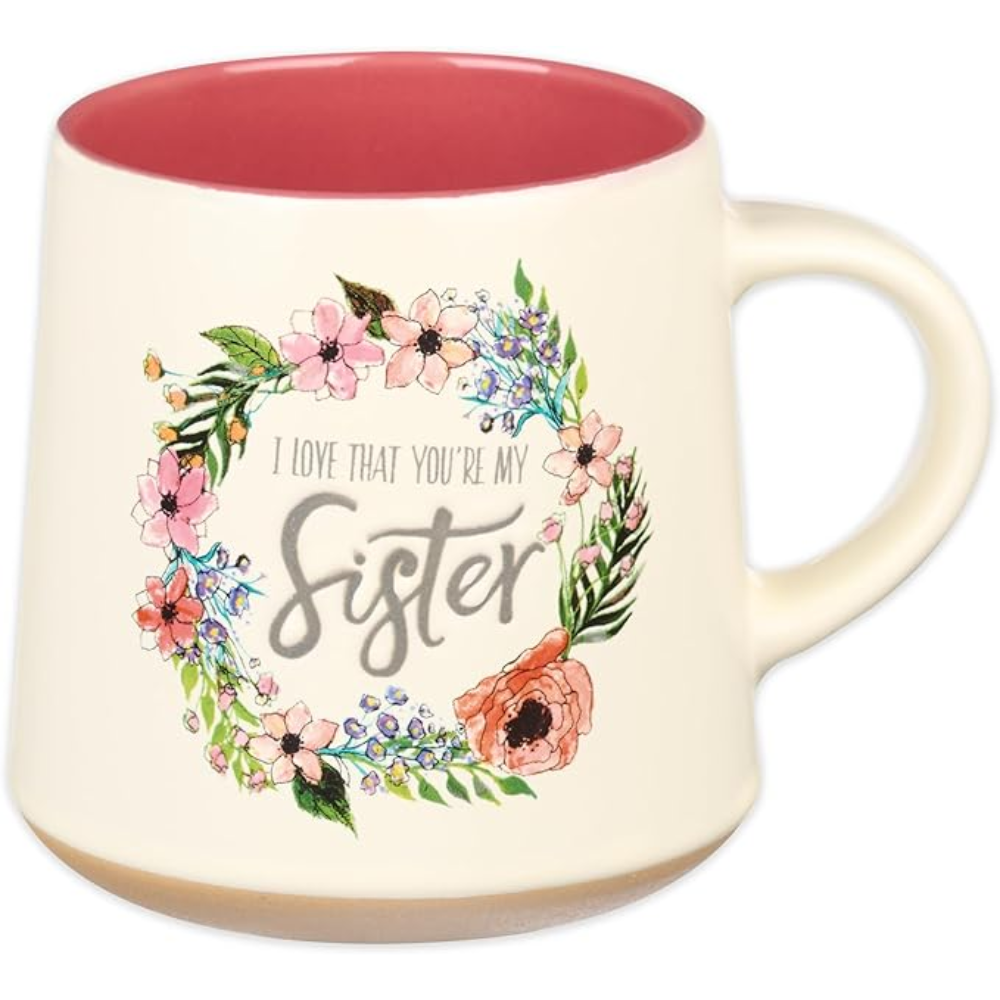 Christian Art Gifts Floral Pink Ceramic Coffee Mug – 14 oz. Microwave