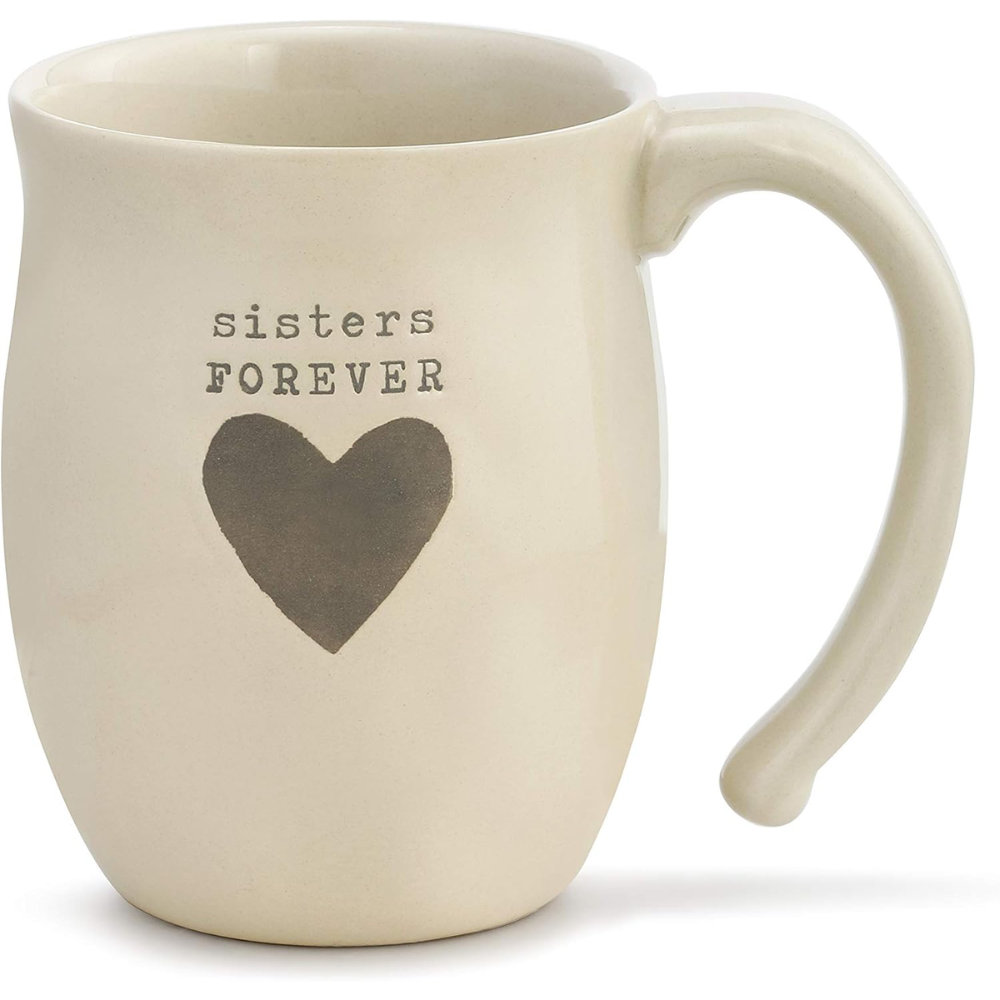 isters Forever Heart Cream Inspirational 16 ounce Ceramic Stoneware Coffee Mug