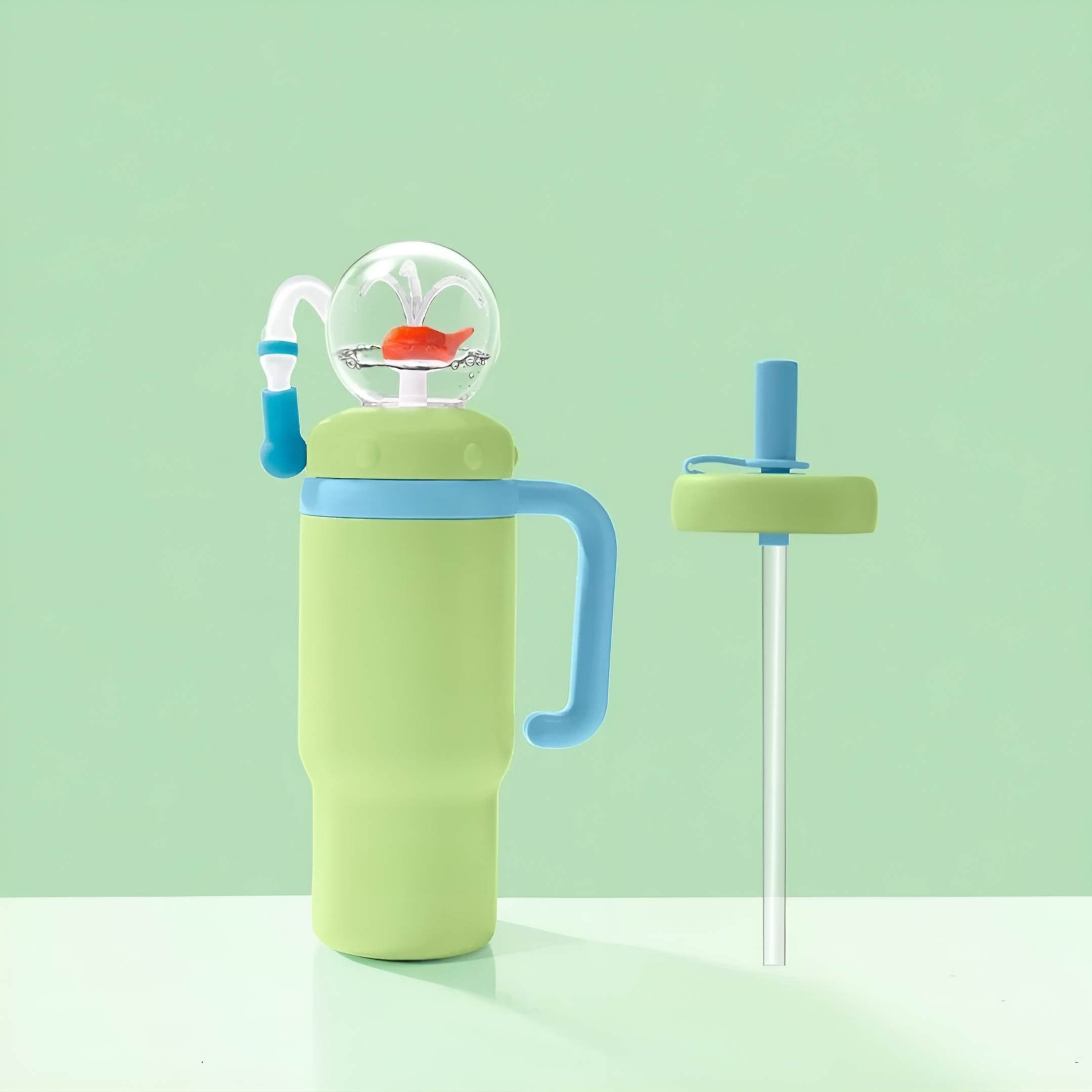 Insulated Whale Fountain Tumbler With Handle And Two Lids