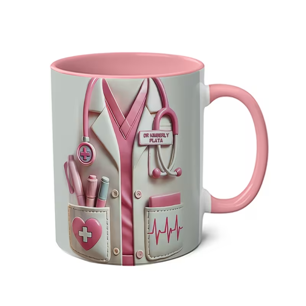 Personalized Medical Themed Ceramic Coffee Mug with Stethoscope Design