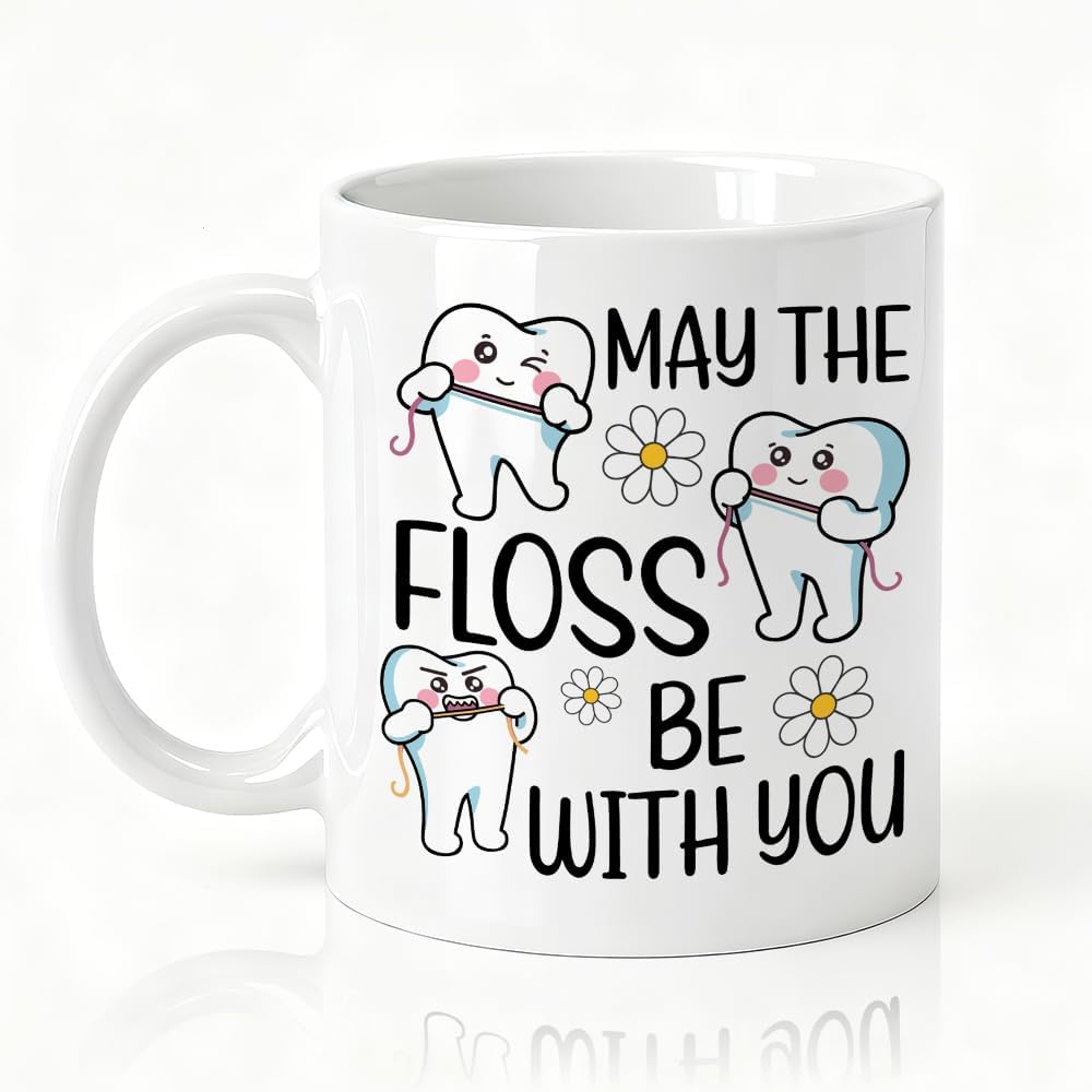 Humorous Dentist Coffee Mug May The Floss Be With You Dental Graduation and Appreciation Gift