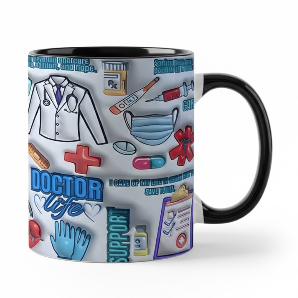 Ceramic Medical Theme Coffee Mug Doctor Nurse Pattern Drinkware