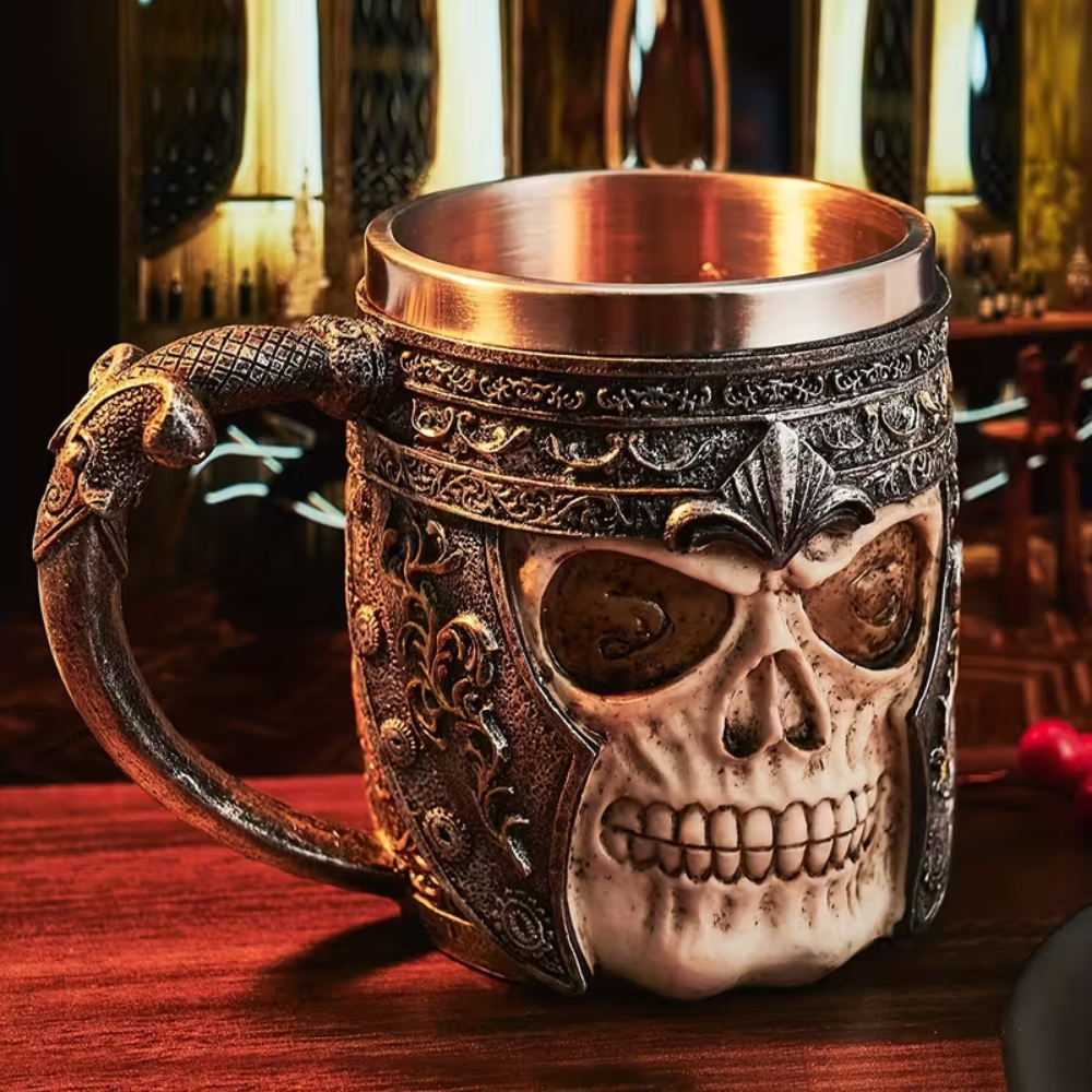 1 Piece Of Stainless Steel Viking Skull Coffee Mug 