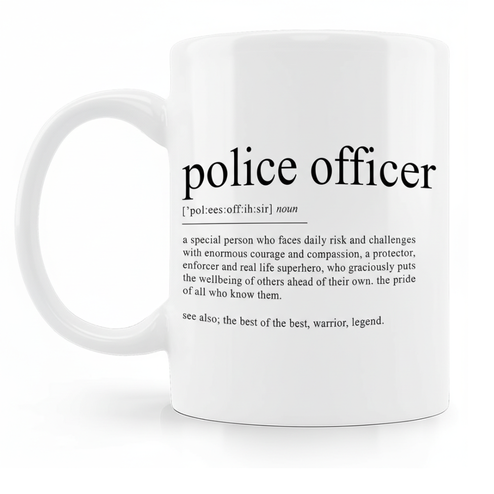 11 oz Ceramic Police Officer Definition Coffee Mug Law Enforcement Drinkware