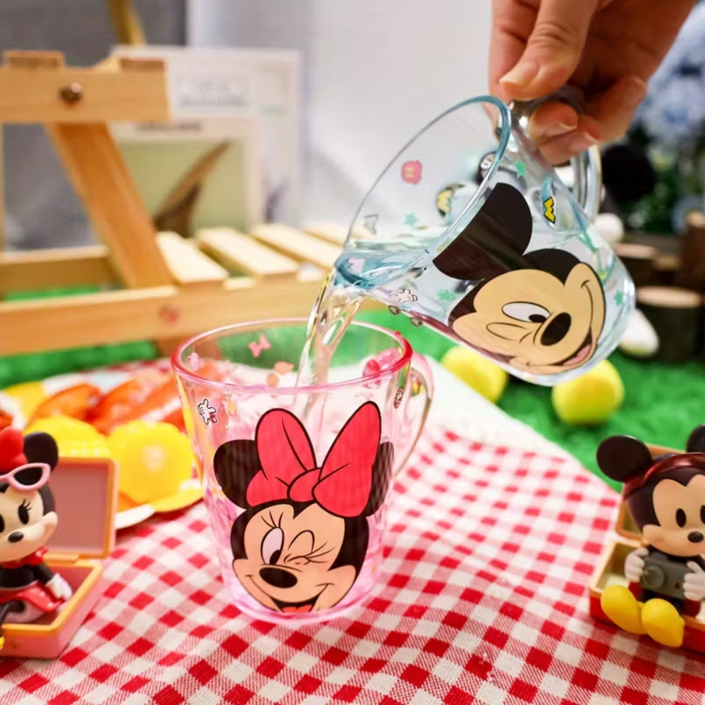 Mickey And Minnie Mouse Transparent Water Cup 