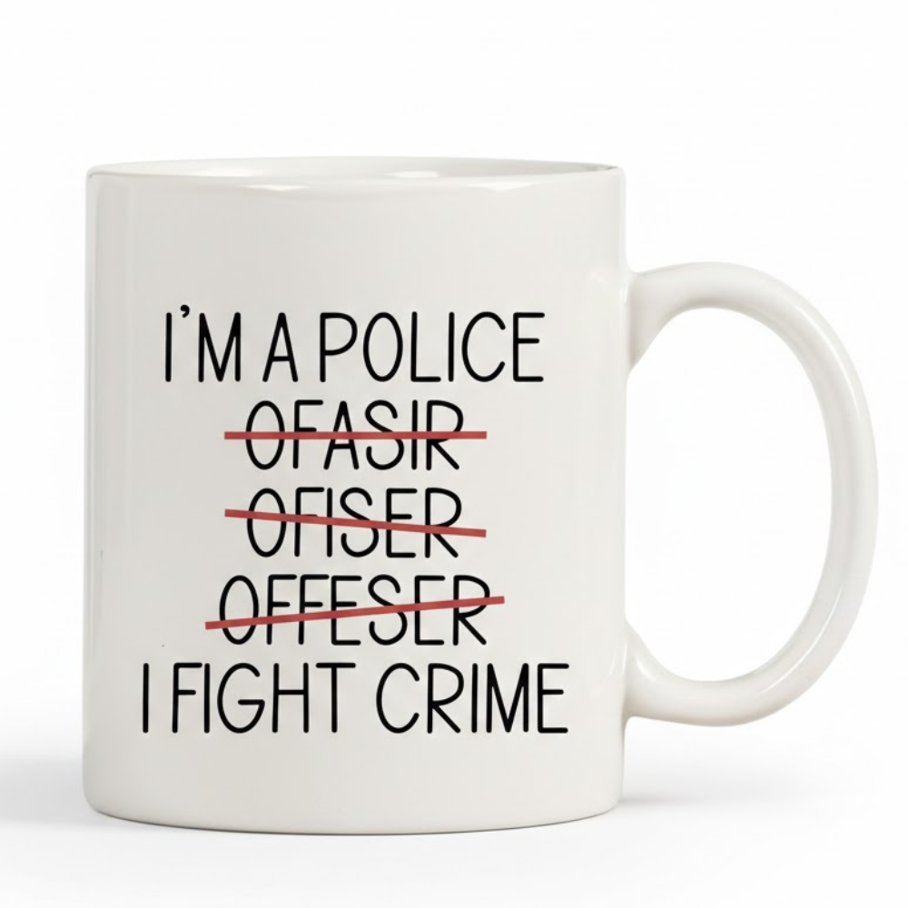 11oz Ceramic Police Officer Coffee Mug with I Fight Crime Text