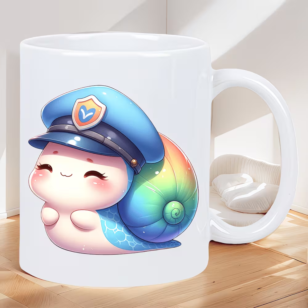 11oz Ceramic Police Officer Snail Coffee Mug