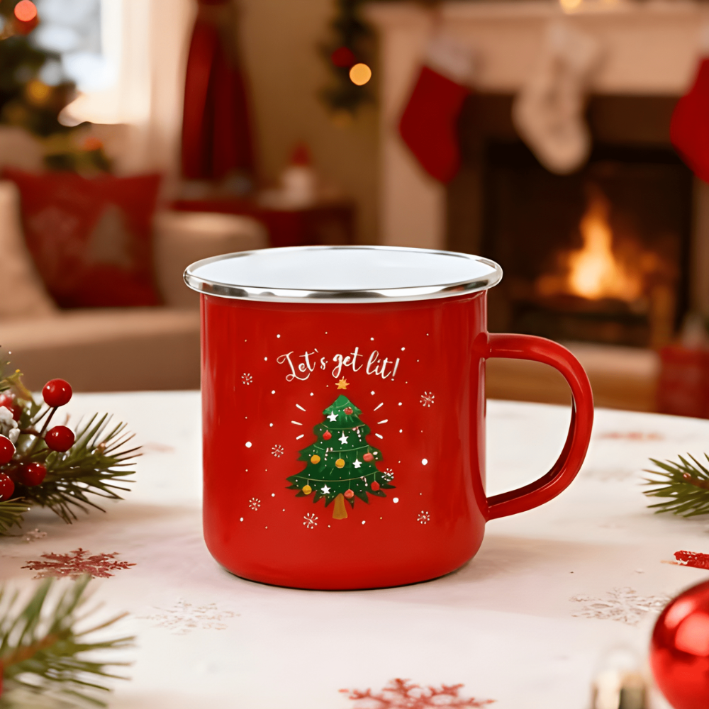 1 Piece Of Christmas Enamel Mug