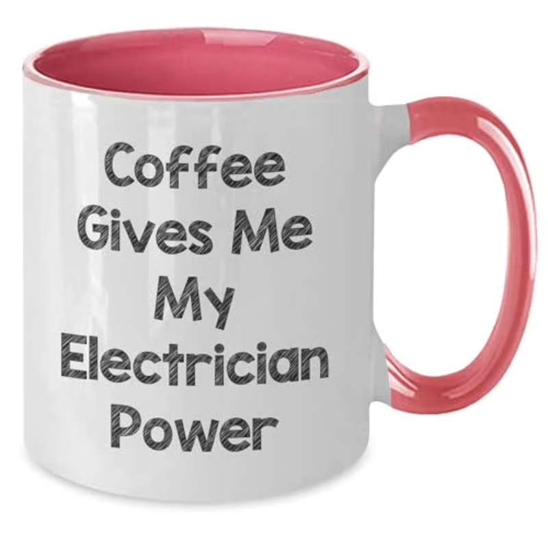 Amangny Electrician Two Tone Coffee Mug Funny Quote Gift for Electrician Graduation Open House