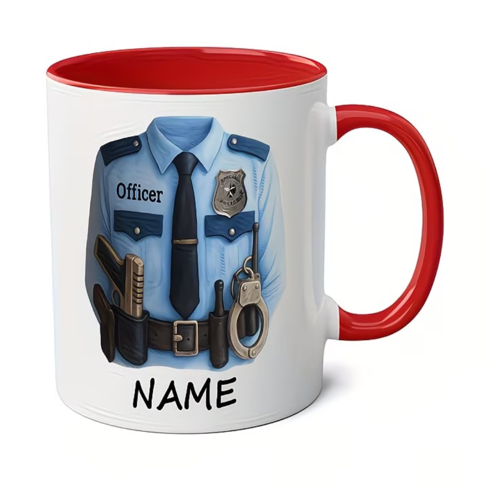 Personalized Police Officer Name Badge Ceramic Coffee Mug