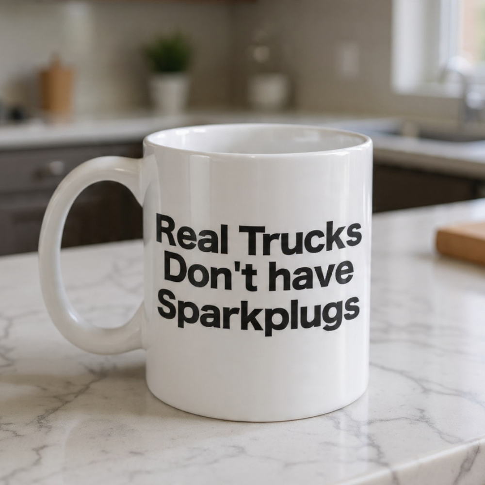 Ceramic Diesel Truck Driver Coffee Mug with Real Trucks Text