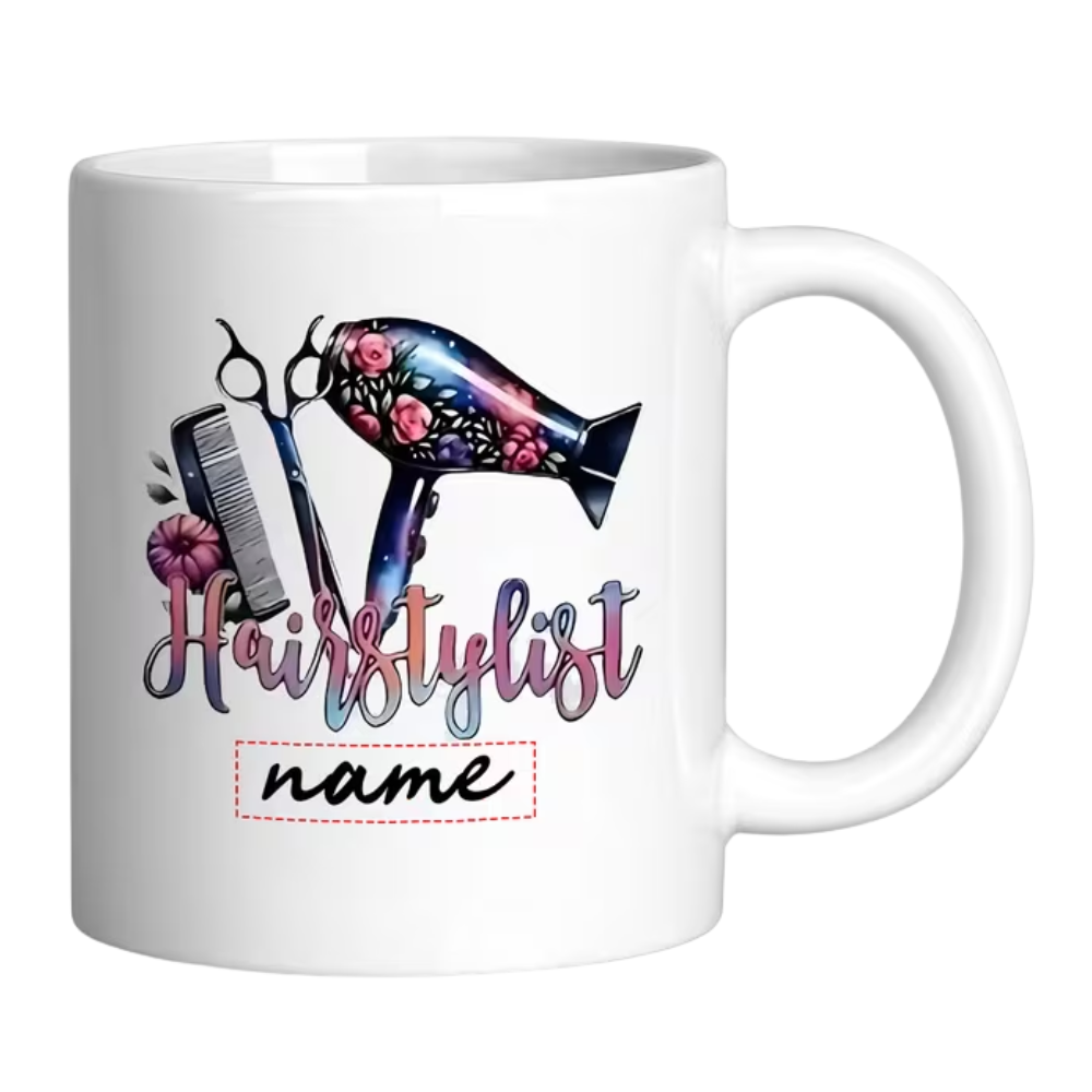 1pc Personalized Hairstylist Mug with Name/Text - 11oz Ceramic Hairdressing Cup,