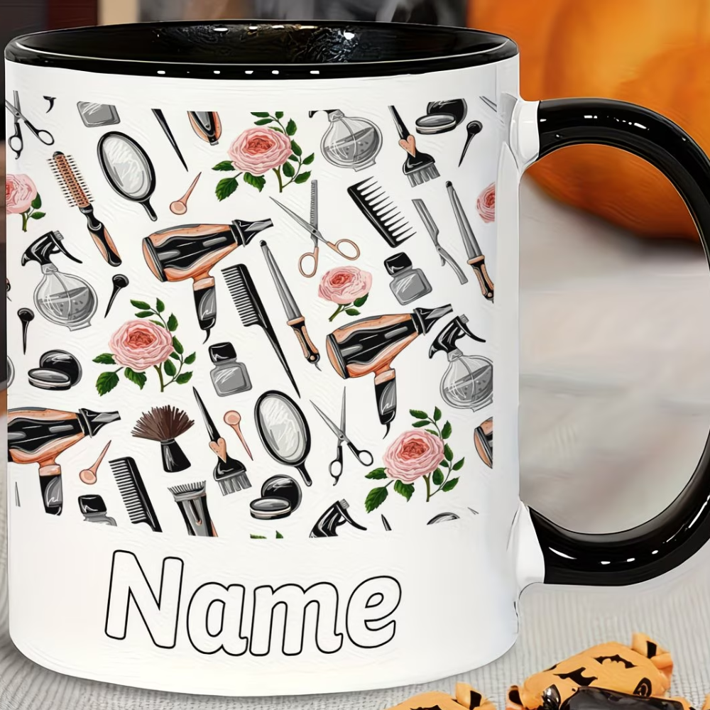 1pc Personalized Hair Dryer Design Ceramic Mug