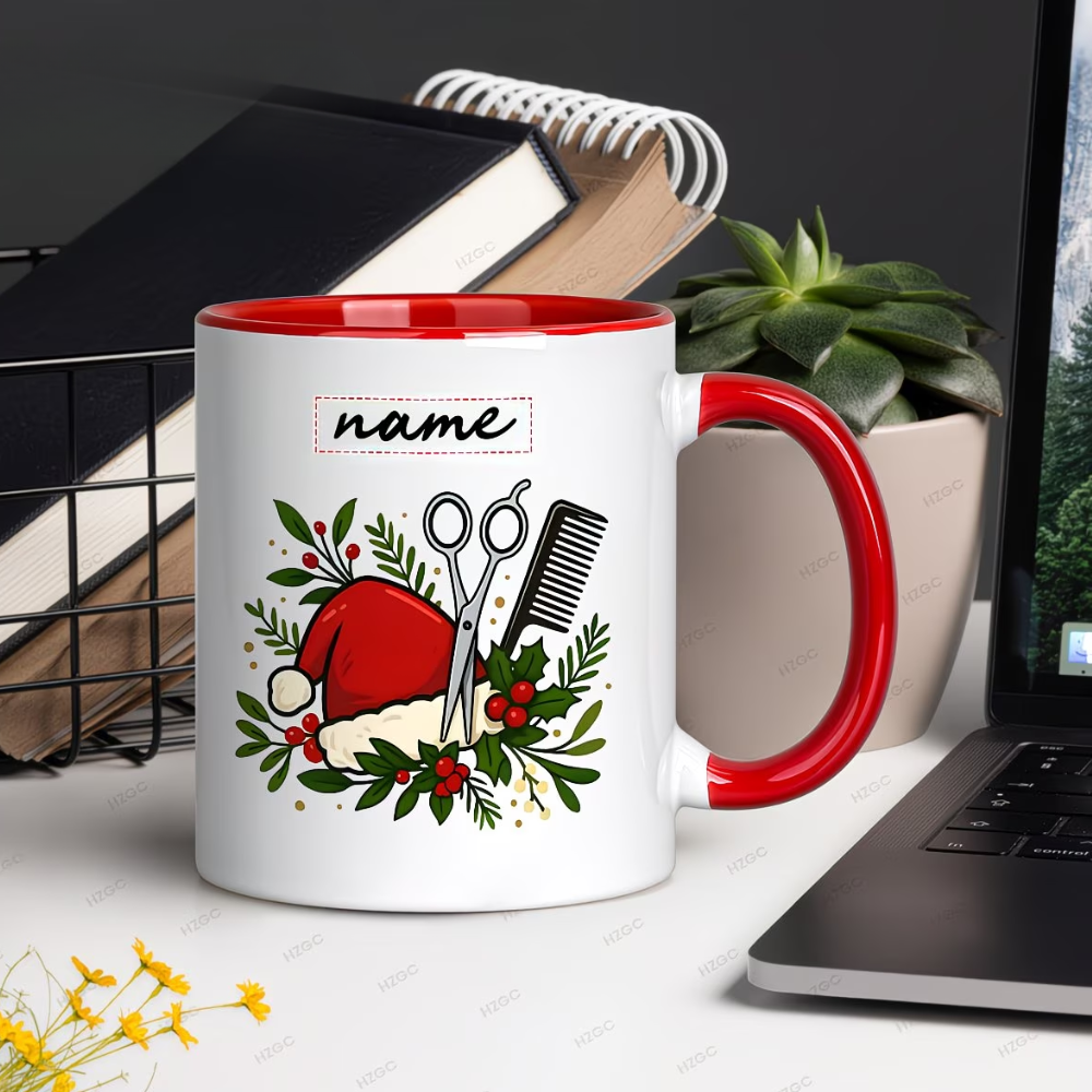 1pc 11oz Custom Name Ceramic Coffee Mug, Personalized Hairdressing 