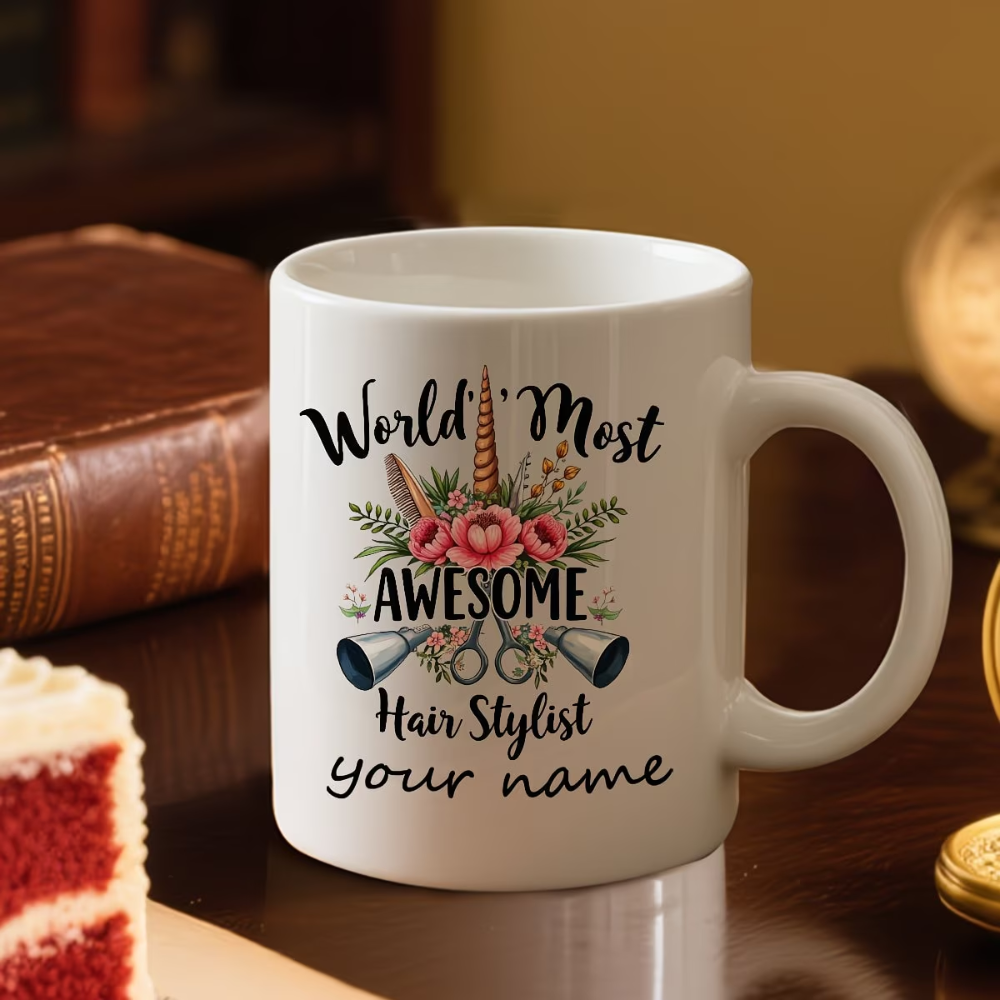 Personalized Hair Stylist Mug - Name/Name - Salon Decor, Barber Gifts, Hairstylist Birthday/Christmas/Thank You Present 