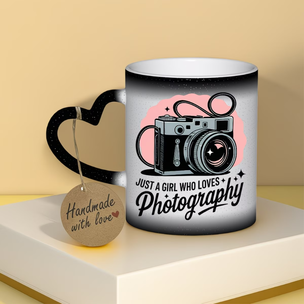 1pc with A Camera Is Merely a Girl Who Loves Photography 11oz Unique Gift Durable Coffee Cup and Ceramic Coffee Mug Perfect for Leisure Time and Reading and Home Regular Use Perfect for Holiday Gift Thanksgiving Gift Halloween Gift Birthday Gift