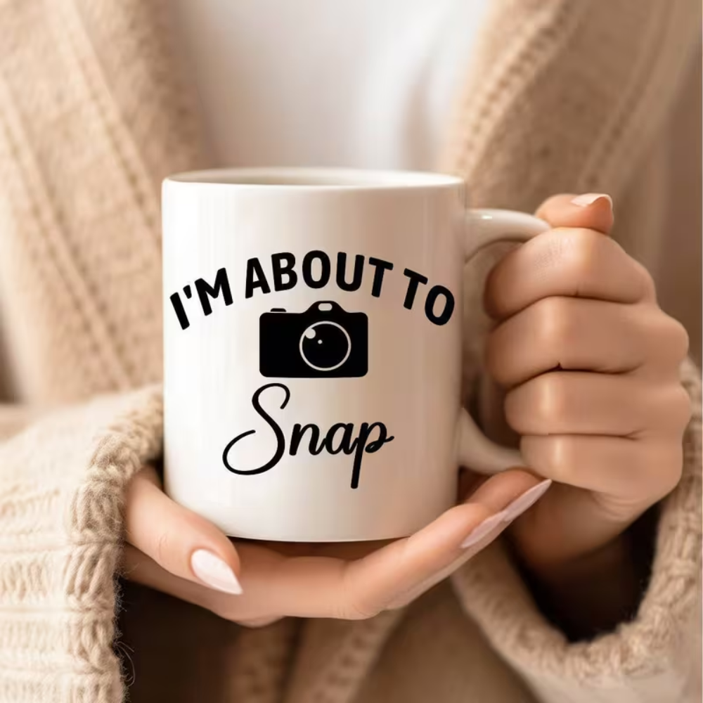 11oz "I'm About to Blast" Ceramic Coffee Mug with Camera Flash Design - Thermal Insulated Dishwasher Safe Thermos Cup, Funny Photography Gift for Photographers, Men & Women