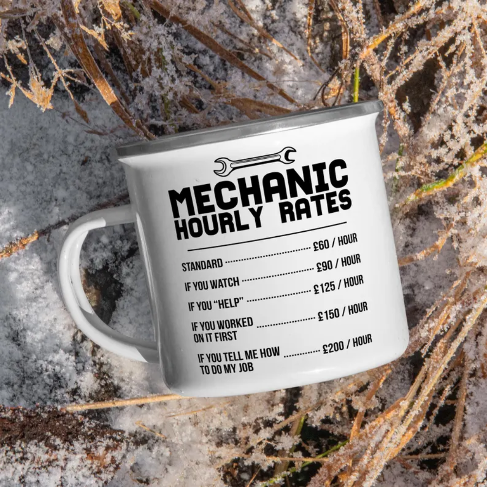 Mechanic Hourly Rates Enamel Mugs, Mechanic Hourly Rate Mugs, Mechanic Humor Coffee Cup, Auto Repair-Themed Gift Mechanic Coffee Mug for Men image 5 Mechanic Hourly Rates Enamel Mugs, Mechanic Hourly Rate Mugs, Mechanic Humor Coffee Cup, Auto Repair-Theme