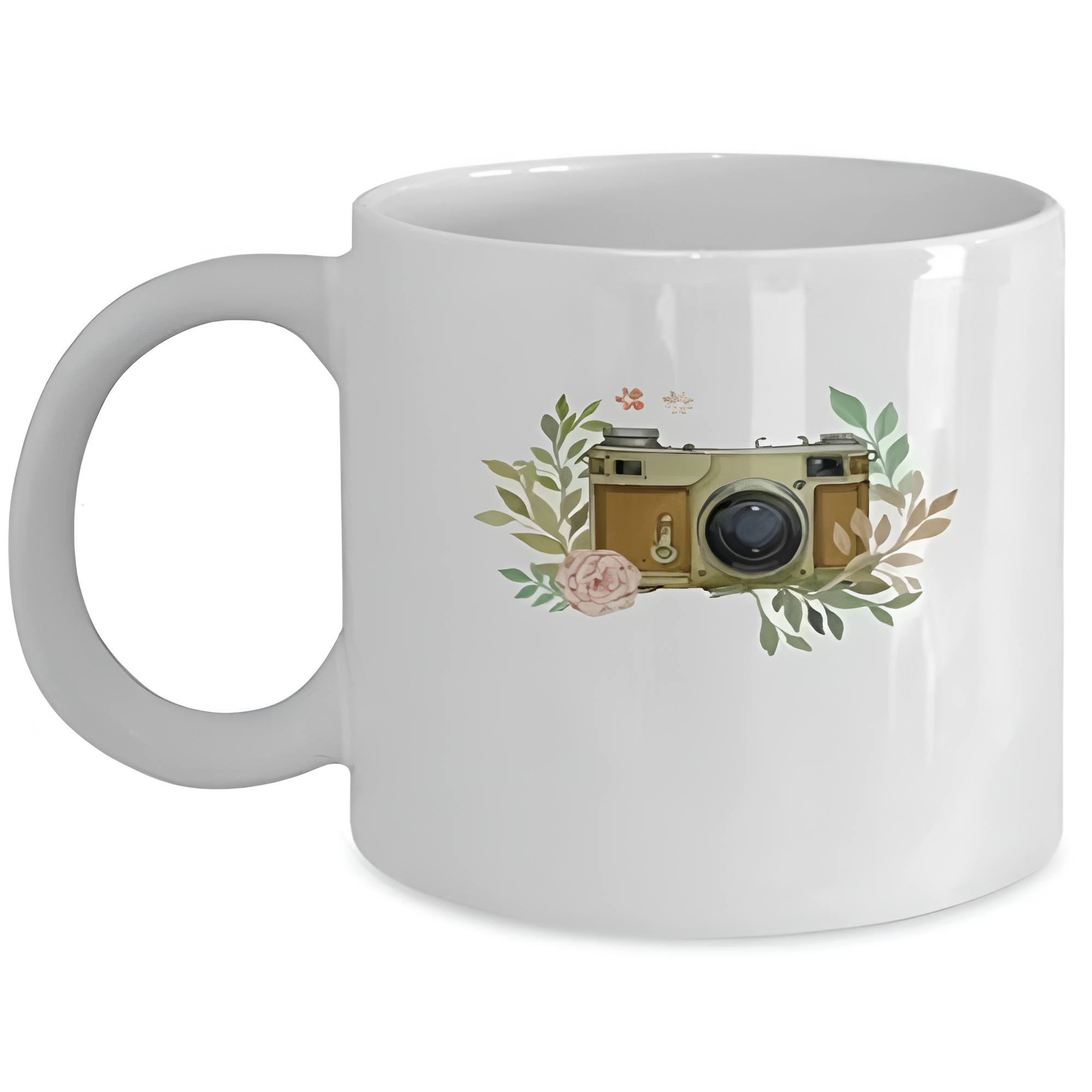 Vintage Camera With Floral Design Coffee Mug 