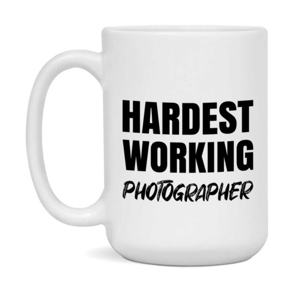 Photographer Superlative Mug, Hardest Working Photographer, 11oz or 15oz Ceramic Coffee Mug