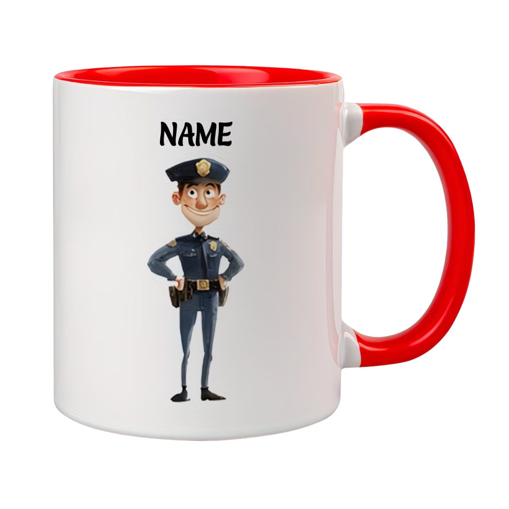 Custom Name Smiling Police Officer Mug