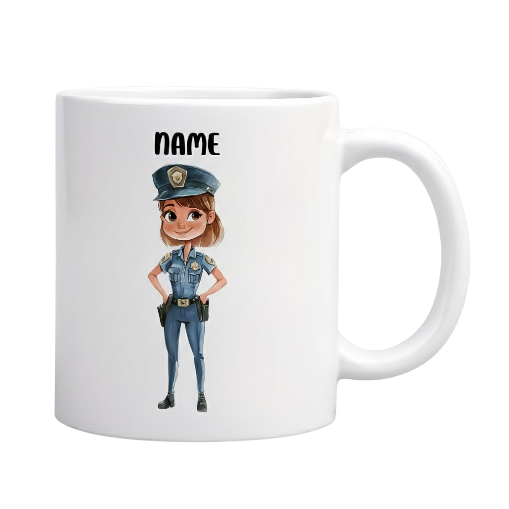 Personalized Police Officer Cartoon Name Mug