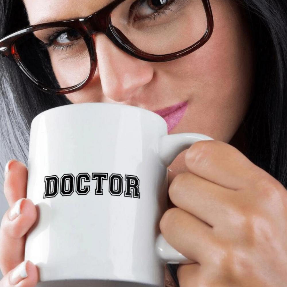 Doctor Text Printed Two Tone Coffee Cup